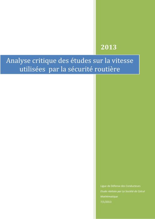 Relation entre vitesse et mortalité routière : la fin du mensonge
