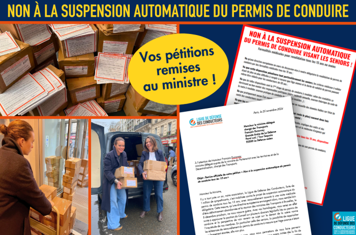Suspension automatique du permis de conduire : 523 000 pétitions signées envoyées au ministre !